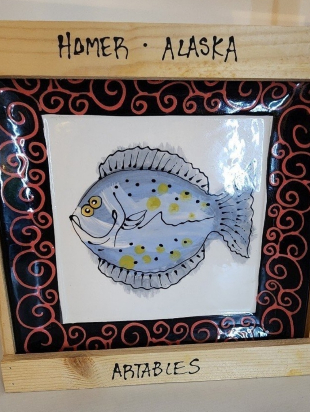 Artables Debra‎ Durrer Homer Alaska Fish Pottery Plate Hand Painted Decor Cabin